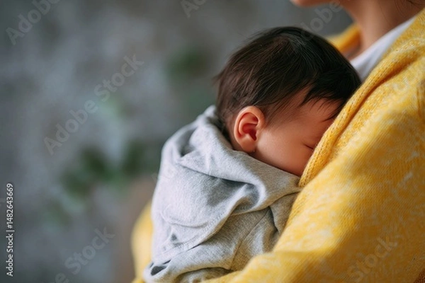 Obraz  baby resting on parent chest during kangaroo care 