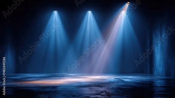 Obraz Blue Glowing LED Light Background - Hyperrealistic Neon Vector Design with Dynamic Shadows - Ultra HD Tech Visual Template
