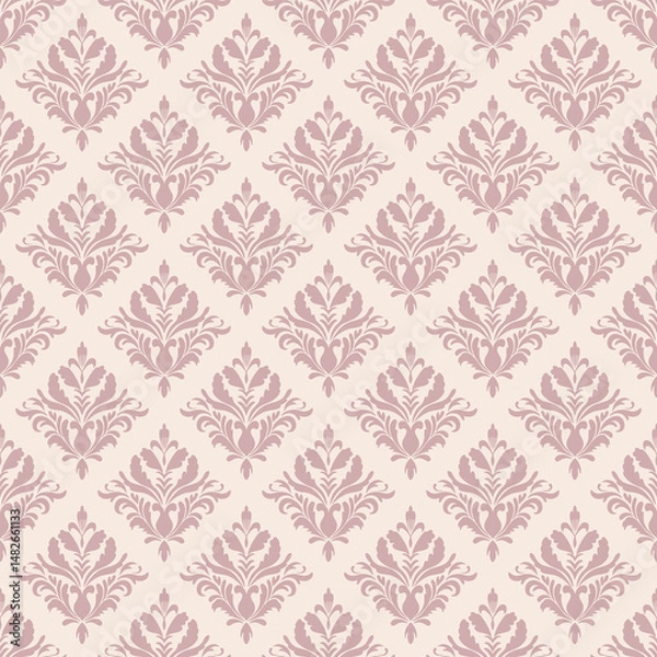 Fototapeta Elegant Damask Seamless Pattern. Vector design for Wallpaper, Fabric, Branding, Packaging, Invitations, Wedding, Home Decor Design