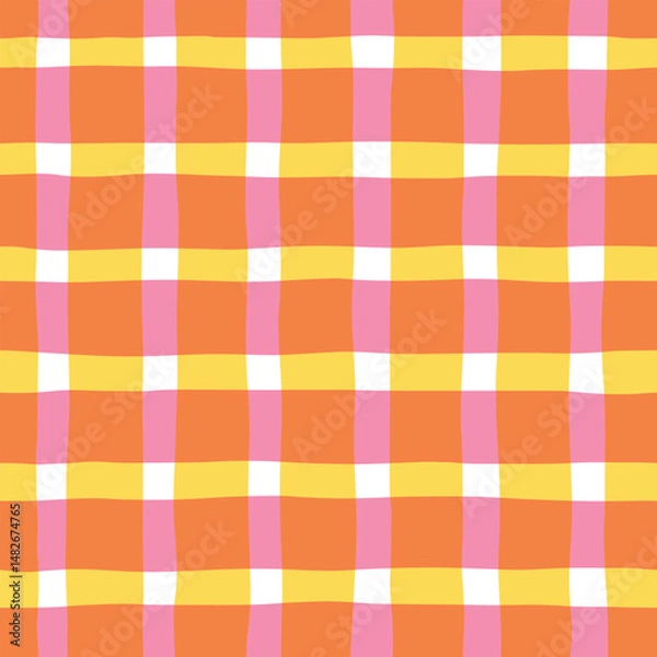 Fototapeta Check seamless pattern. Watercolor plaid texture, vector checkered summer print for shirts, tablecloths, clothes, bedding, blankets.