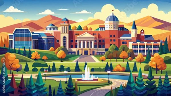 Fototapeta Edmonton, Alberta - Buildings and scenery on the campus of the University of Alberta in Edmonton very beautiful