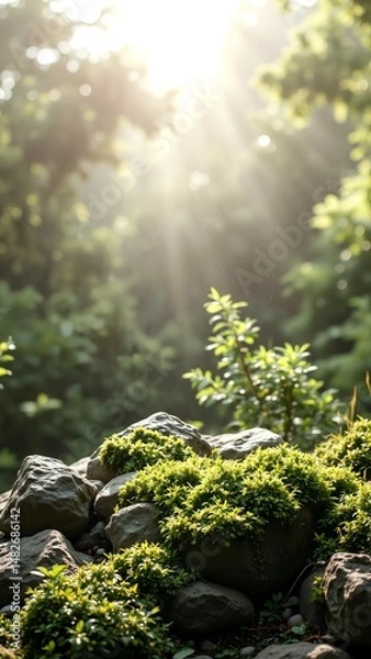 Obraz sun rays in the forest