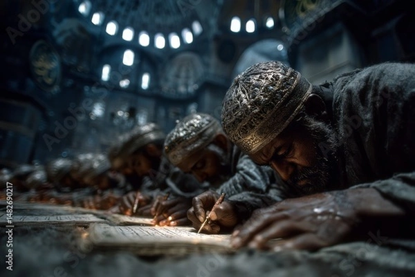 Fototapeta Scholars in a Madrasa Studying Astronomy and Philosophy in Classical Ottoman Era