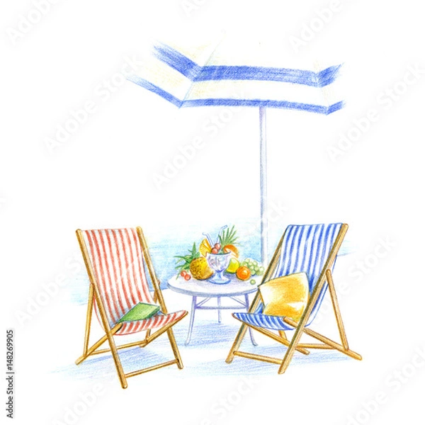 Fototapeta プールサイドのチェア