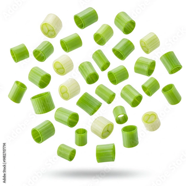 Fototapeta Chopped spring onions isolated on white