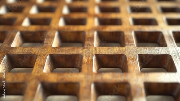 Obraz finely crafted wooden grid forms the background, highlighting the warm hues and organic texture of the material