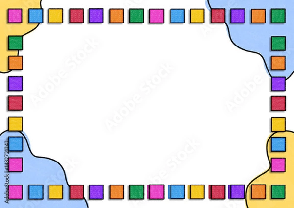 Fototapeta Colorful Square Frame for Kids School Background 