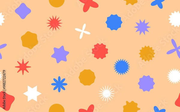 Obraz Pattern of geometric abstract different shapes. Background from graphic elements in trendy minimalist style. Collection figures. Modern design form. Vector illustration