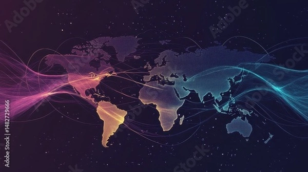 Fototapeta Logistics network flat design front view global trade animation Split-complementary color scheme.