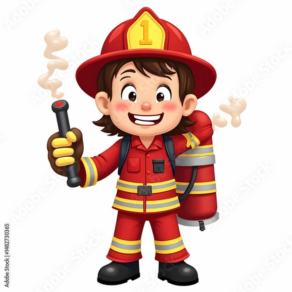 Fototapeta Firefighters rescue team member vector illustration background white 