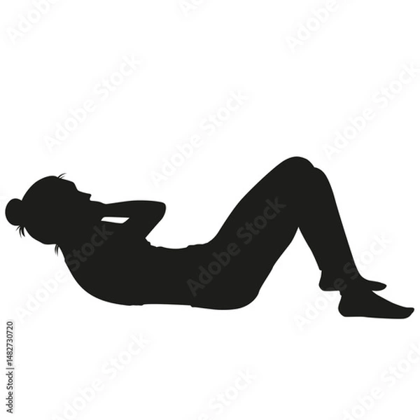 Obraz Gym exercise silhouette crunch