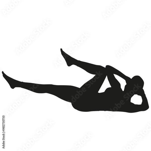 Obraz Gym exercise silhouette bycicle crunch