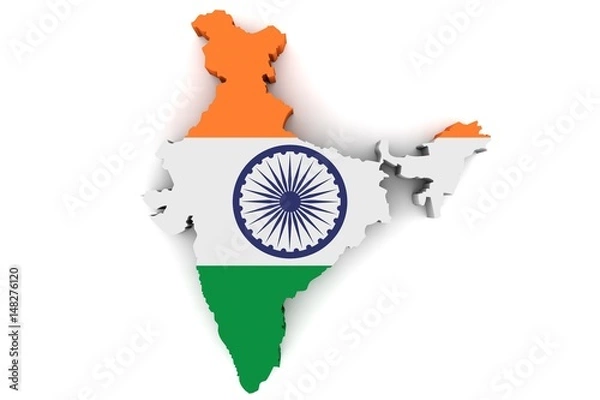 Fototapeta Map of India in the national colors of the flag