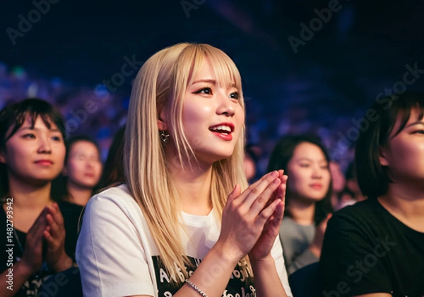 Obraz 推し活をする若い女性