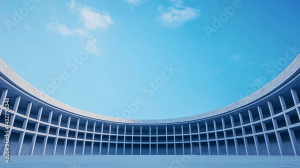 Obraz Futuristic architectural design with an open sky and circular structure.