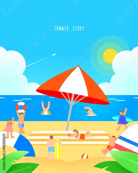 Obraz Summer Vacation Minimal Background Illustration