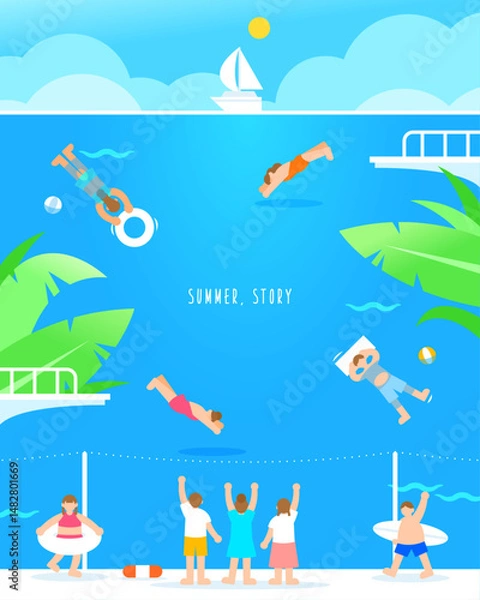 Obraz Summer Vacation Minimal Background Illustration
