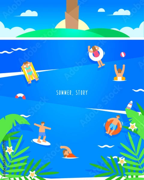 Obraz Summer Vacation Minimal Background Illustration