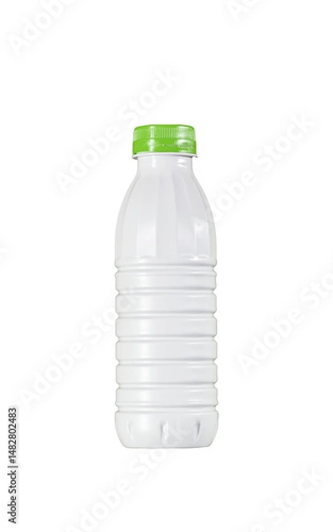 Fototapeta Transparent plastic bottle in PNG format with transparent background. Ideal design for graphic design, mockup, advertising, packaging or eco-friendly content.