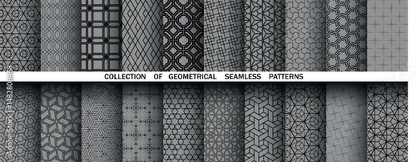 Obraz Geometric set of seamless black and white patterns. Simple vector graphics.