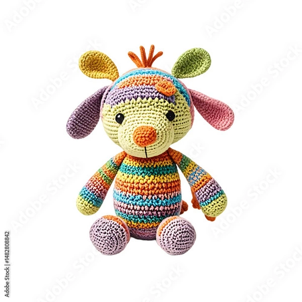Fototapeta Adorable Crochet Amigurumi Puppy Toy Pattern Colorful Striped Design for Beginners