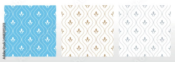 Obraz Collection of flower geometric patterns. Seamless vector backgrounds. Colored ornaments. Ornament for fabric, wallpaper, packaging. Decorative prints