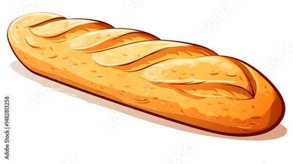 Fototapeta Baguette Cartoon Vector Illustration for Culinary Designs on White Background