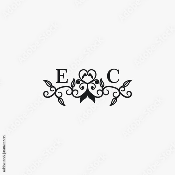 Obraz EC Initials Wedding Logo Vector Art  Icons  and Graphics