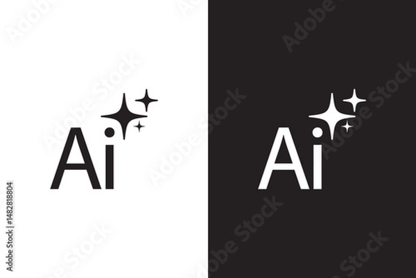 Fototapeta Generative AI logo icon magic sparkle stars symbol.AI generated icon. Artificial intelligence generate icon vector set. AI command prompt symbol button. Generate toggle. LLM magic stars.