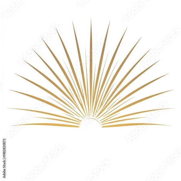Fototapeta Golden Sunburst Design with Radiating Linear Elements on White Background