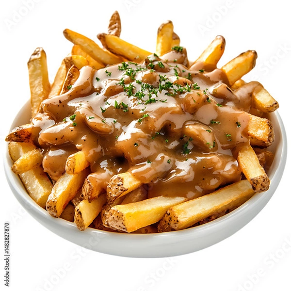 Fototapeta Delicious poutine with cheese curds and gravy.