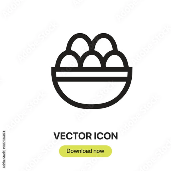 Fototapeta Eggs icon vector. Linear-style sign for mobile concept and web design. Eggs symbol illustration. Pixel vector graphics - Vector.