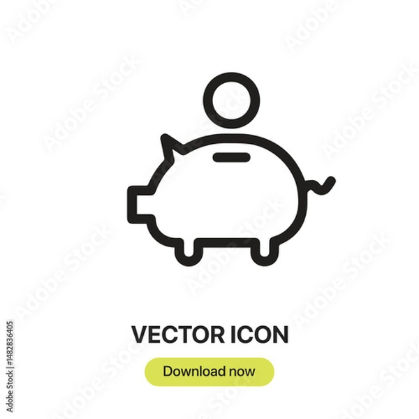 Fototapeta Piggy Bank icon vector. Linear-style sign for mobile concept and web design. Piggy Bank symbol illustration. Pixel vector graphics - Vector.