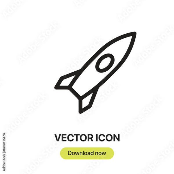 Fototapeta Rocket icon vector. Linear-style sign for mobile concept and web design. Rocket symbol illustration. Pixel vector graphics - Vector.