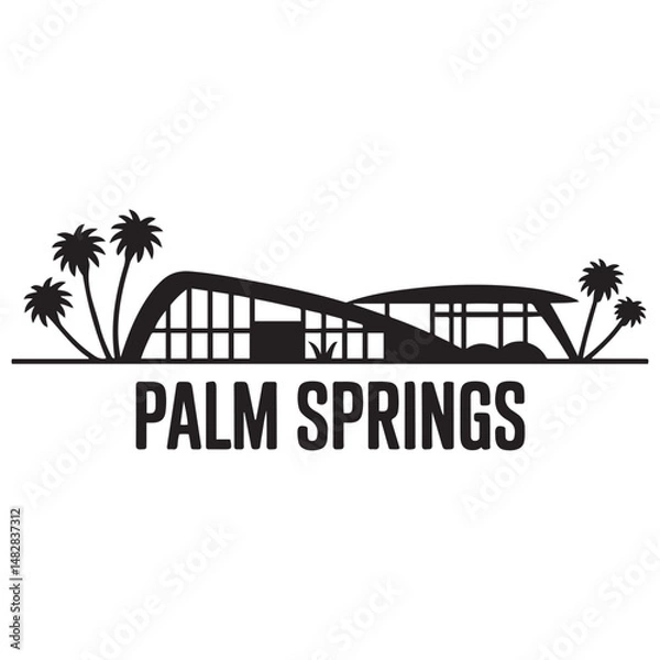 Obraz Palm Springs, CA skyline silhouette. Black Palm Springs city design. Vector black silhouette. with white background