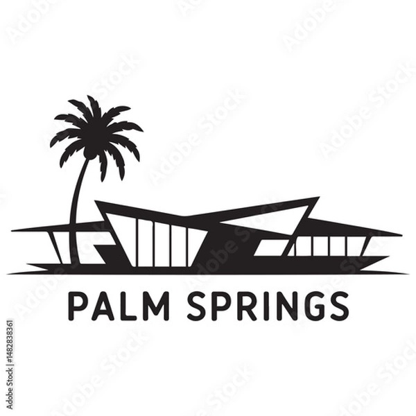Obraz Palm Springs, CA skyline silhouette. Black Palm Springs city design. Vector black silhouette. with white background