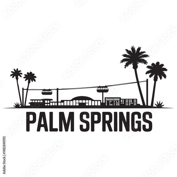 Obraz Palm Springs, CA skyline silhouette. Black Palm Springs city design. Vector black silhouette. with white background
