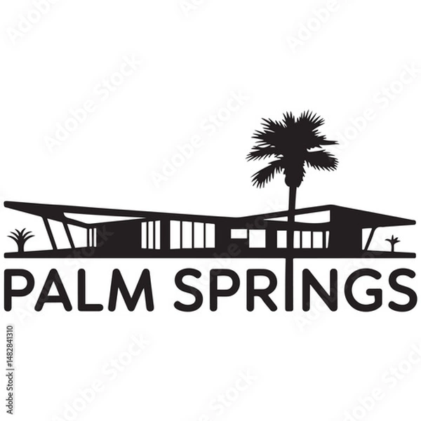 Obraz Palm Springs, CA skyline silhouette. Black Palm Springs city design. Vector black silhouette. with white background