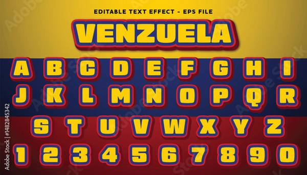 Fototapeta Venezuela editable text effect with modern and simple style