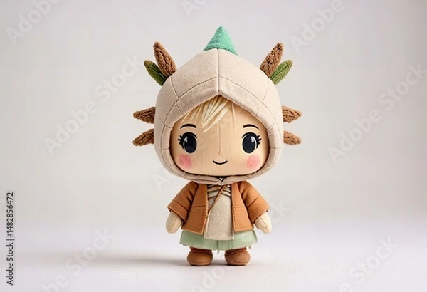 Fototapeta Stunning Minimalist chibi druid character design.