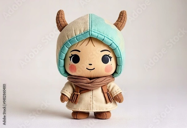 Fototapeta Stunning Featuring Minimalist chibi druid character design.