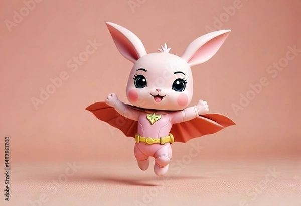 Fototapeta Stunning Showing Minimalist chibi superhero rabbit character design.