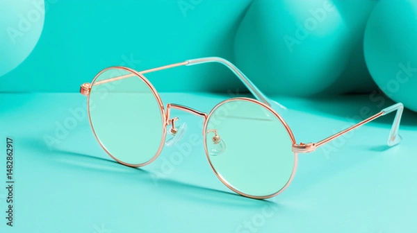 Obraz Modern sunglasses with mint background