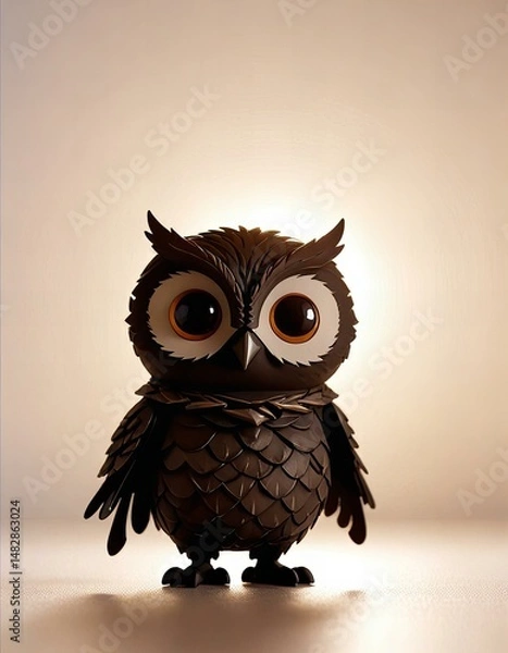 Fototapeta Chibi ninja owl with a covert background