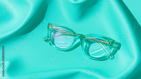 Obraz Modern sunglasses with mint background
