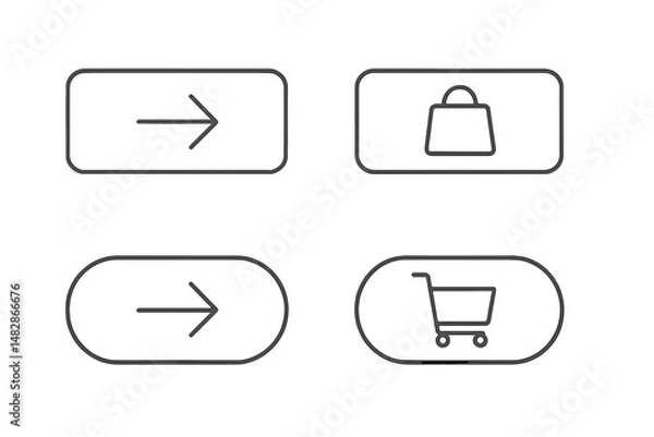 Fototapeta Collection of minimalist navigation buttons for online shopping with arrows and icons