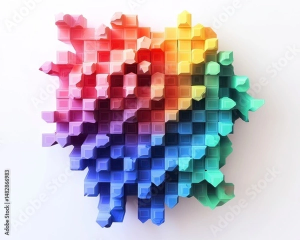 Fototapeta Colorful Abstract Geometric Pattern with 3D Cube Shapes and Tones
