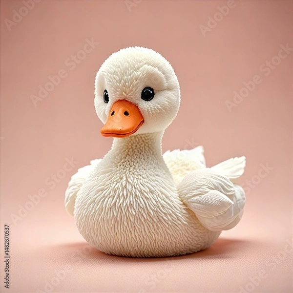 Fototapeta Photo A cute swan plush toy isolated on a white background.