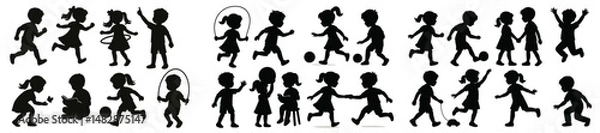 Fototapeta Children playing and engaging in various activities during a sunny day at the park