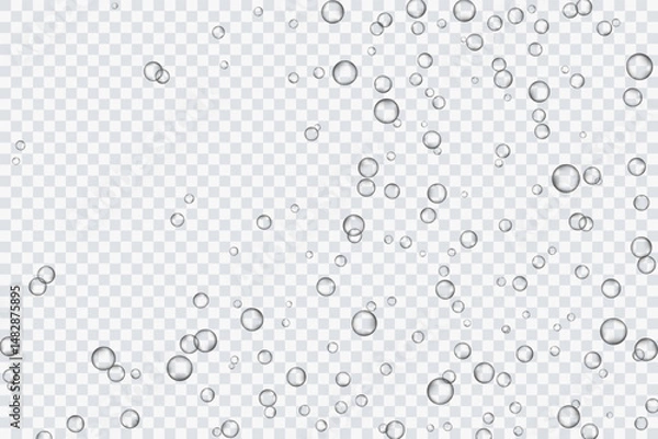 Obraz Air bubbles, oxygen, champagne crystal clear, isolated on a transparent background of modern design. Vector illustration of EPS 10.